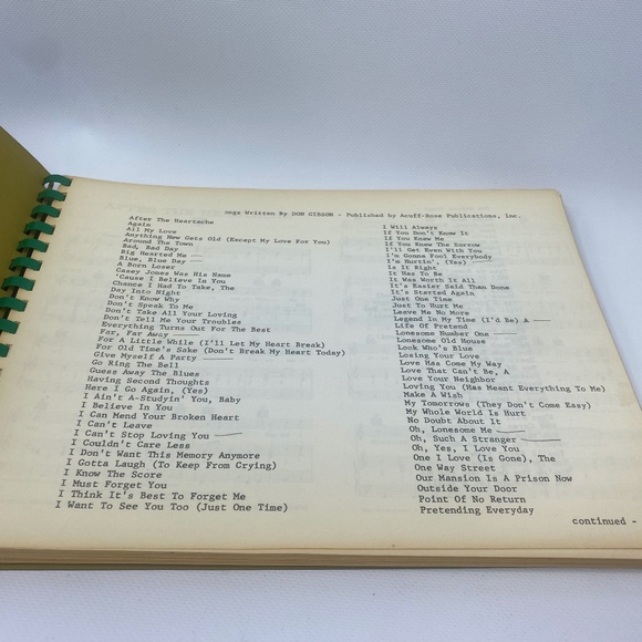 Songs By Don Gibson by Acuff Rose Publications Incorporated Very Rare Song Book - Picture 2 of 5